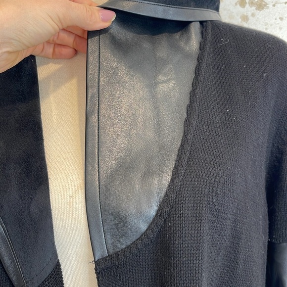 Blank NYC hooded long Faux leather knit cardigan with hood size large - Picture 3 of 7